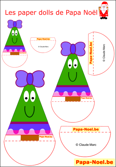 Paper doll Noël gratuit Bricolage de Noël pour enfant bricolages NOEL enfants fabrication paper doll sapin de NOEL couleur fille