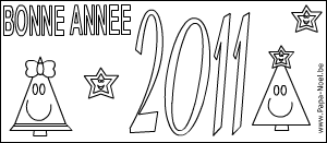 Coloriage pour souhaiter une bonne annee 2011 sapin de NOEL gratuit à imprimer faire carte bonne annee 2011