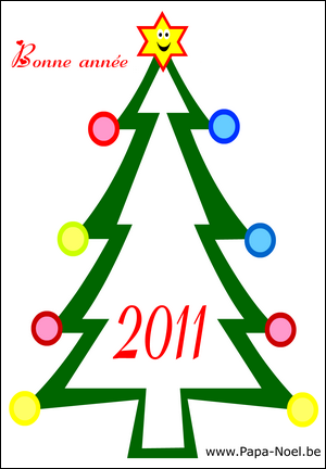 Coloriage de dessin pour souhaiter une bonne annee 2011 gratuit à imprimer faire carte bonne annee 2011