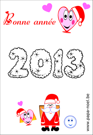 Coloriage de dessin pour souhaiter bonne annee 2013 gratuit à imprimer gratuitement